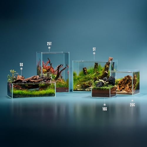 Ultum Nature Systems Ultra Clear Rimless Aquarium - Low Iron Glass Fish Tank with 45° Mitered Edges, 5mm-12mm Thick, Leveling Mat Included (5S, Shallow, 2 Gallon) - size: [5S] - 2.5 Gal - 14.17 x 8.66 x 4.72 in