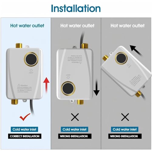 Tankless Water Heater Electric 110V, 3000W Instant Portable On-Demand Hot Water for Sink, RV Kitchen, Camping, Digital Display (White), Lower Flow = Higher Heat