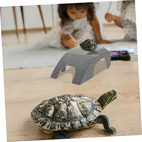 Abaodam 2pcs Turtle Basking Platform for Aquatic Turtles Durable Reptile Dock with Suction Cups Climbing Stand for Tanks and Aquariums Promotes Climbing and Exercise - color: Dark Grey
