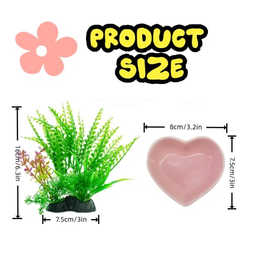 Axolotl Hide Tube Silk Plants and Feeding Bowl for Aquarium, Axolotl Hides Cave Feeding Bowl and Aquatic Green Plant Set, Aquarium Decor, Fish Turtle Tank Accessories Decorations (White, 11 * 3.5in)