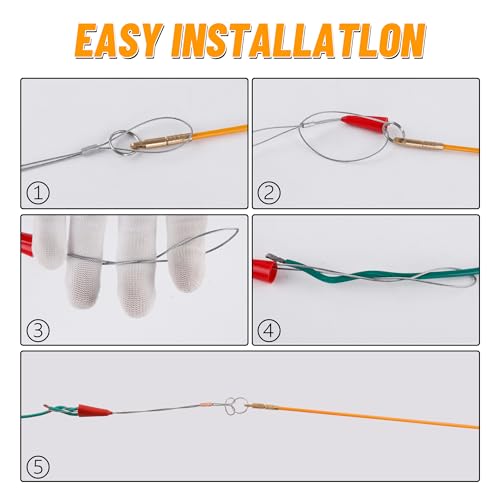 KOOTANS 11FT Fiberglass Running Electrical Wire Cable Glow Rods Wire Pulling Tools Fish Tape Cable Puller Through Wall Snake Fish Rods Kit with Different Attachments - color: 11FT