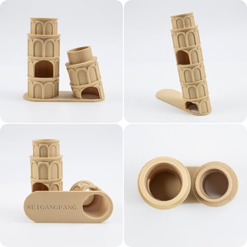 Reptile Climbing Branch Habitat Decor Lizard Basking Platform and Hideout 3D Printed Leaning Tower of Pisa for Leopard Gecko, Bearded Dragon, Snake, and Small Amphibians