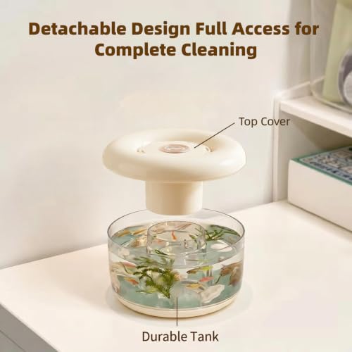 Round Acrylic Fish Bowl with Lid Portable Travel Fish Tank | Transparent fish transport container, reptile turtle carrier, shrimp aquarium, dual-use desktop storage, round decor tank