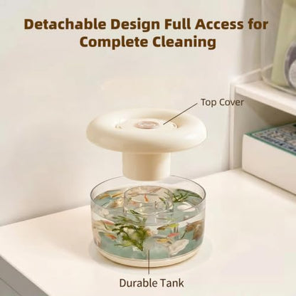 Round Acrylic Fish Bowl with Lid Portable Travel Fish Tank | Transparent fish transport container, reptile turtle carrier, shrimp aquarium, dual-use desktop storage, round decor tank