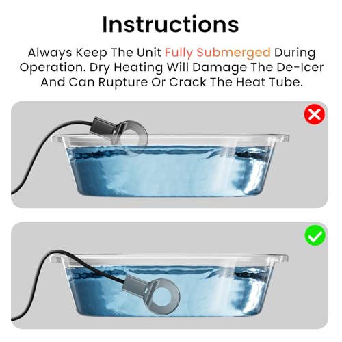 150W Submersible Cast Aluminum De-Icer – Thermostatic Chicken Water Heater for Livestock Tanks & Winter Bird Baths, Energy-Efficient Anti-Freeze Utility Heater, Black - size: 150W