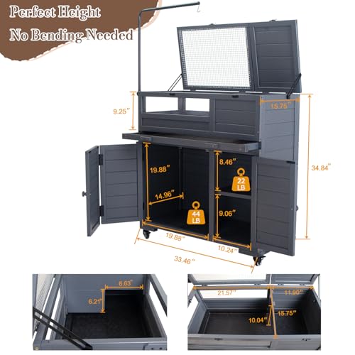Agitree Premium Reptile Habitat Enclosure, Dark Gray | For Tortoises and Lizards, Adjustable Lighting, 360° Wheels, Easy-Clean Design, Secure Ventilation