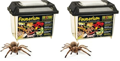 Exo Terra Faunarium Small PT2255 – Plastic Reptile Terrarium and Transport Container for Lizards, Spiders & Amphibians (Pack of 2) - size: Small (Pack of 2)