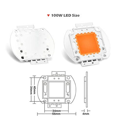 CHANZON High Power Led Chip 100W Full Spectrum Plant Grow Light | (380nm-840nm / 3000mA /DC 30V - 34V / 100 Watt) SMD COB Emitter Diode Components Bead for DIY Hydroponic Flowers Growing Lamp - color: M) Full Spectrum (380-840nm)
