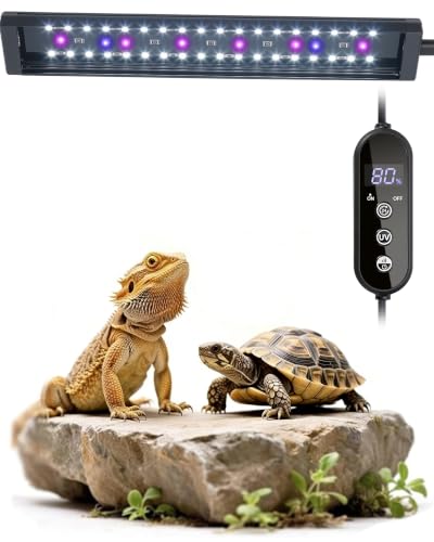 9.8 Inch Reptile LED UVB Light, Ferguson Zone 1-4 Selectable, Auto Cycle Timer, Independent Brightness Adjustment, 9W 6000K Energy-Saving Reptile Lamp (Not a Heat Lamp)