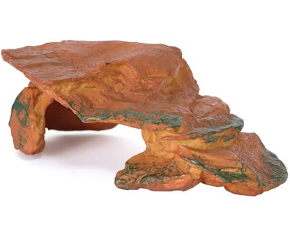 Reptile Rock Hide Cave Hiding Place, Rock Basking Platform,Great for Lizards,Snakes,Turtles,Geckos,Frogs,Amphibians,Small Animals - Lagrge Size(Yellow-Orange)