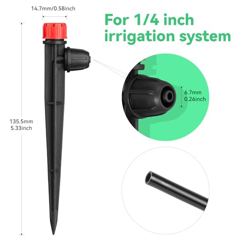 1/4" Drip Irrigation Emitters for Garden Irrigation System,30 Pack | 360 Degree Adjustable Irrigation Drippers for 1/4" Irrigation Tubing,Ideal for Flowerbed,Vegetable,Pot Plants Daily Watering - size: 30pcs Irrigation Drippers