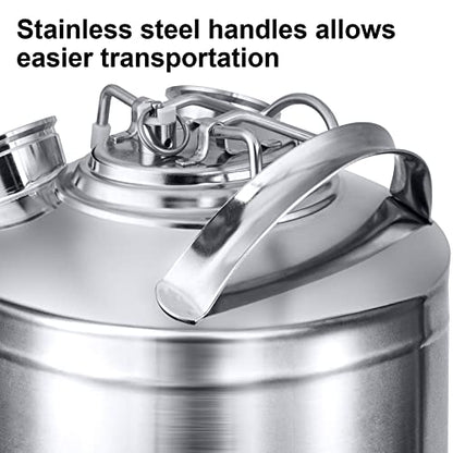 2.5 Gallon Stainless Steel Cleaning Keg, Dual Head-Sankey D Ports | Heavy-Duty Stainless Steel, Portable Design with Dual Handles, Features Relief Valve, Easy to Use for Cleaning(10L)