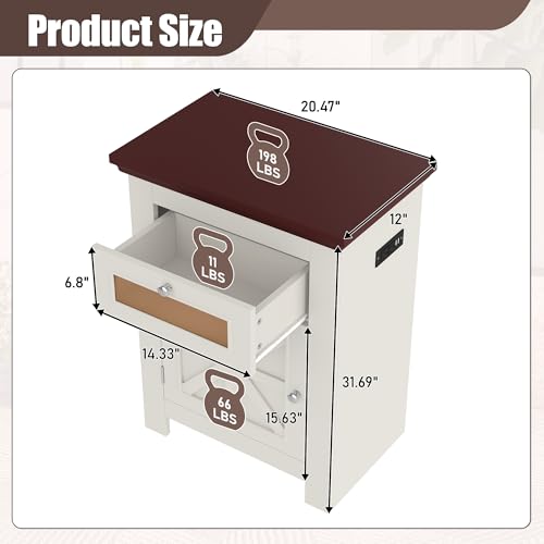10-15 Gallon Fish Tank Stand, Aquarium Stand with Power Outlets, 198LBS Capacity, Fish Tank Table with Storage Cabinet and Drawer, Aquarium Table for Reptile Terrarium Stand, Beige Brown