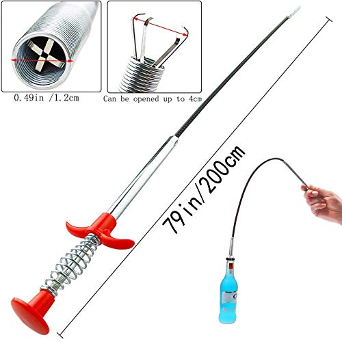 Drain Snake, Drain Clog Remover - Gutter Cleaning Tools Drain Cleaner for Toilet Sewer Shower Kitchen Bathroom Tub Clogged Drains Opener Cleaning Tool, Flexible Grabber Claw Pick Up Reacher (79 inch) - size: 79 Inch