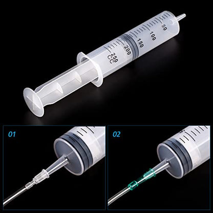 250ml Syringes with Tube 40 Inch Handy Plastic Tubing and Adapter Tip | Large Syringe for Liquid, Refilling Measuring, Dispensing Watering, Plant Irrigation, Feeding Pets, Oil or Glue Applicator - size: 250ML/CC