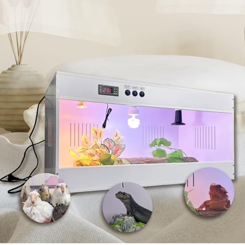 120x50x50cm PVC Smart Dual-Temp Reptile Enclosure with Acrylic Sliding Door, 5 Ceramic Sockets - Front Open Design for Bearded Dragon, Leopard Gecko, Ball Python, Hermit Crab, Chameleon - size: 120*50*50CM / 39.3*19.6*19.6IN