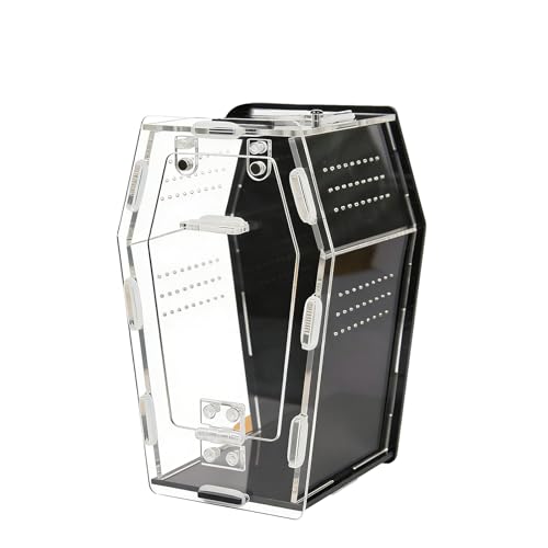 Clear Acrylic Reptile Enclosure with Magnetic Front Opening, Ventilated Small Pet Habitat and Breeding Box for Lizards, Geckos, Spiders, Insects and Amphibians, 7.09 x 3.94 x 2.68 Inches