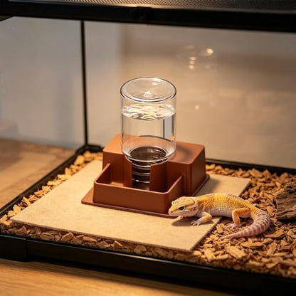Reptile Water Dispenser Automatic Reptile Feeding Tray | Lizard Water Feeding Bowl for Gecko Lizard Bearded Dragon Home Indoor Garden Yard Backyard Tank Aquarium - size: L