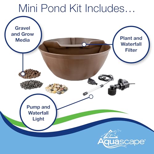 Aquascape Pond and Waterfall Kit AquaGarden Container Water Garden, Steel Gray - color: Steel Gray