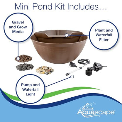 Aquascape Pond and Waterfall Kit AquaGarden Container Water Garden, Steel Gray - color: Steel Gray
