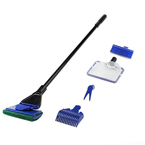 AQUANEAT Aquarium Vacuum Siphon, Hand Pump Fish Tank Water Changer, with Fish Net Algae Scraper 5 in 1 Cleaning Set