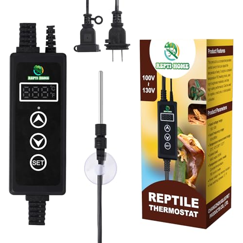 Reptile Dimming Thermostat, PID Thermostats for Reptile Tanks, Digital Thermostats for Reptile Heating Mat & Heaters, Breeding Incubation, Seed Germination (68-122°F/20-50℃)