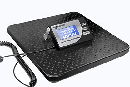 Amazon Basics Digital Shipping Postal Scale with Tare Function, Heavy Duty Weighing Platform, 660 lb Capacity, 1 Ounce Readability, Portable, Black - size: 660 lb