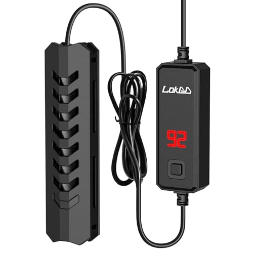 Upgraded 50W Intelligent Aquarium Heater,59°F-93°F Submersible Fish Tank Heater with Intelligent Digital Display Controller and Auto Power Off for 5-10 Gallon Freshwater Saltwater Fish Tanks - size: 5-10 Gallon 50W