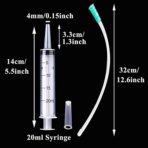 Large Plastic Syringe with Tube, 20ml Syringe with 13inch Tubing for Scientific Labs, Measuring, Watering, Refilling, Filtration, Feeding Pets, Oil or Glue Applicator, 4pcs - size: 4pcs 20ml