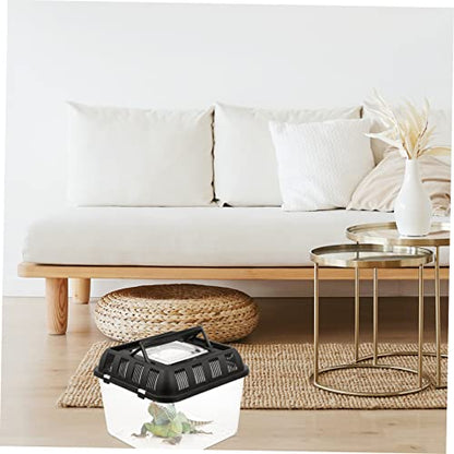 Yardwe Acrylic Portable Reptile Breeding Box Handle PET Display Container for Snakes Frogs and Spiders for Reptile Habitat and Convenient Transport