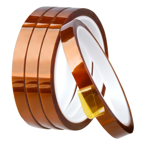 High Tape, 4 Rolls Heat Transfer Tape Heat Resistant Tape High Temp No Residue for Sublimation, Heat Press Electronics, Soldering, Max Temp 480℉/250℃, 10mm x 33m(108ft)