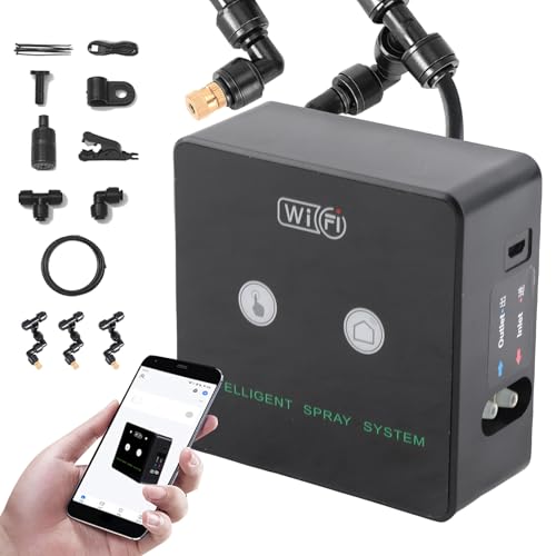 Controlled Reptile Misting System with 360 Nozzles Auto Humidity Sensing 10M Food Grade Tubing for Vivariums and Terrariums - size: 10m 4 nozzles