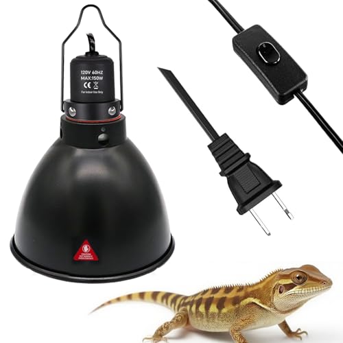 5.5in Deep Dome Reptile Lamp 150w,Dome Reptile Heat Lamp Fixture 150w with Switches Fit for Reptile Heat Bulb uvb，Reptile Heat Lamp Domee 150ww for Amphibian Reptile for Turtles Snake