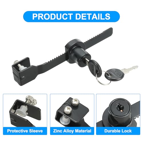 PATIKIL Sliding Glass Cabinet Lock, 4Pcs Keyed Alike Showcase Lock Chrome Finish Ratchet Lock No Drill Glass Door Lock for 5-10mm Glass Door, Black - style: Keyed Alike
