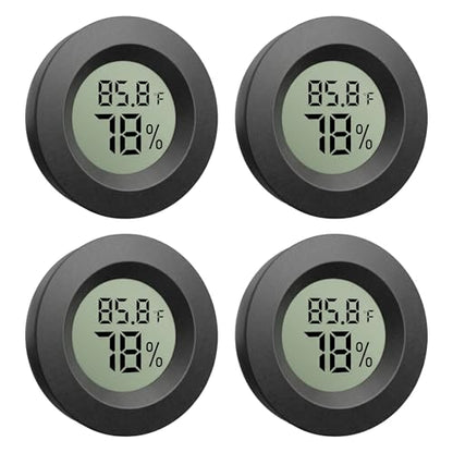 4-Pack Mini Hygrometer Thermometer, Digital LCD Humidity Meter Indoor/Outdoor Temperature Humidity Monitor, Reptile Thermometer Fahrenheit(℉)/Celsius(℃) for Incubators, Greenhouse Garden, Cellar, Jars