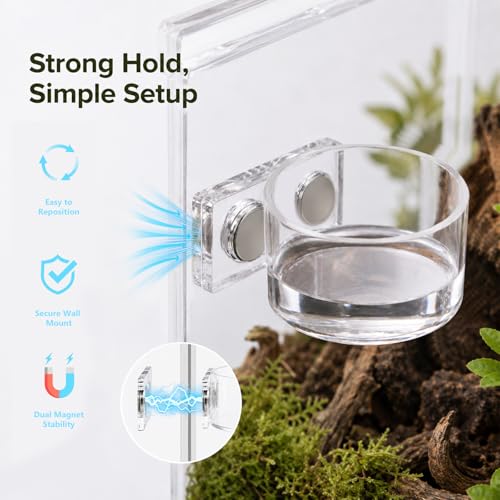 3 Pack Jumping Spider Feeding Dish – Acrylic Magnetic Water Bowl with Feeding Tong | Leak-Proof Tarantula Food Dish Small Reptile Water Dish | Jumping Spider Enclosure Accessories - color: 3 pcs