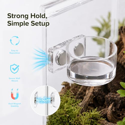 3 Pack Jumping Spider Feeding Dish – Acrylic Magnetic Water Bowl with Feeding Tong | Leak-Proof Tarantula Food Dish Small Reptile Water Dish | Jumping Spider Enclosure Accessories - color: 3 pcs