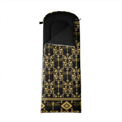 Erosebridal Hawk Moth Camping Sleeping Bags Teens Spooky Aztec Backpacking Camping Blanket Full Body Travel Wrap Sleep Bag - color: Gold Rustic Dragonfly