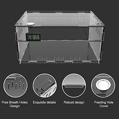 BETAZOOER Acrylic Reptile Terrarium Breeding Tank Enclosure 11.4"x7.7"x5.9" - size: Small