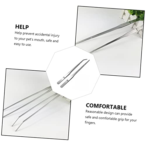 Milisten 2pcs Gecko Snake Tank Pet Feeder Clip Stainless Reptiles Tweezer Smooth Surface