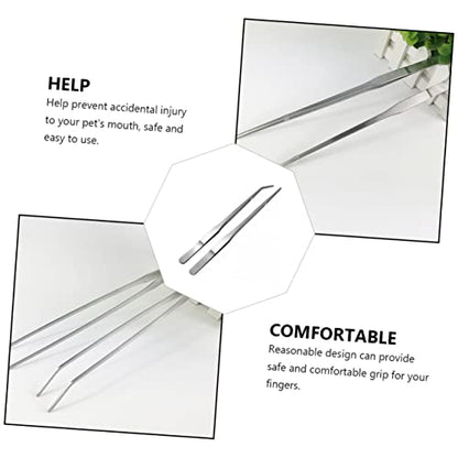 Milisten 2pcs Gecko Snake Tank Pet Feeder Clip Stainless Reptiles Tweezer Smooth Surface