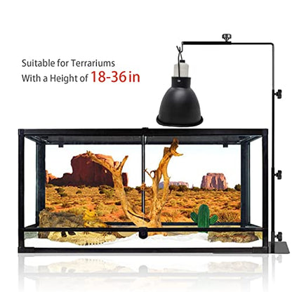 Reptile Heat Lamp Stand, Adjustable 24-38in, Multi-Lamp, XL | Metal lamp holder with weighted base, holds 2 dome lampshades For bearded dragon,snake,turtle,chameleon,terrarium accessories - size: XL