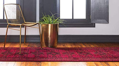 Unique Loom Tekke Collection Area Rug - Sheibani (2' 7" x 10' Runner, Red/ Black) - size: 2'7" x 10' (Runner)