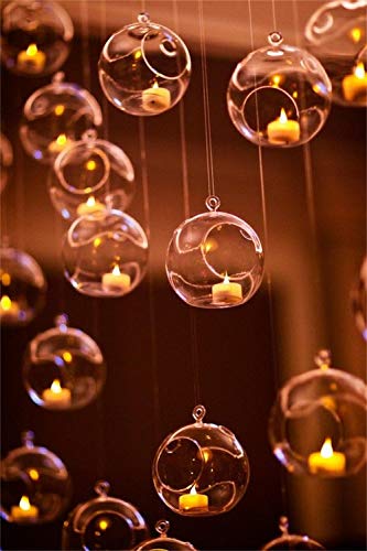 Set of 24 Wedding Hanging Glass Orbs, Glass Tea Light Terrarium, Globe Terrarium, Tea Light Holders, Wedding Decor Indoor Outdoor - size: 24
