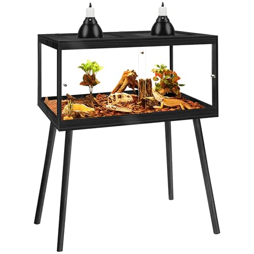 Bearded Dragon Tank with Leg Stand 62 Gallons, Acrylic Panel Lizard Tank, Reptile Tank with Metal Mesh Roof Door (Black, 40"x20"x20") - color: Black, size: 40"x20"x20"
