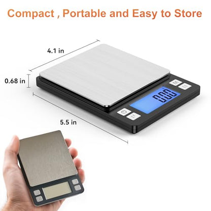 BOMATA 0.01g/1kg Upgraded Small Digital Scale, USB Rechargeable, with Larger Display and Hold,Tare Function, 9 Units, High Precision Digital Scale Grams and oz for Small Item, Kitchen…Grey | USB Rechargeable, Larger Display, Hold Function, High Precision,