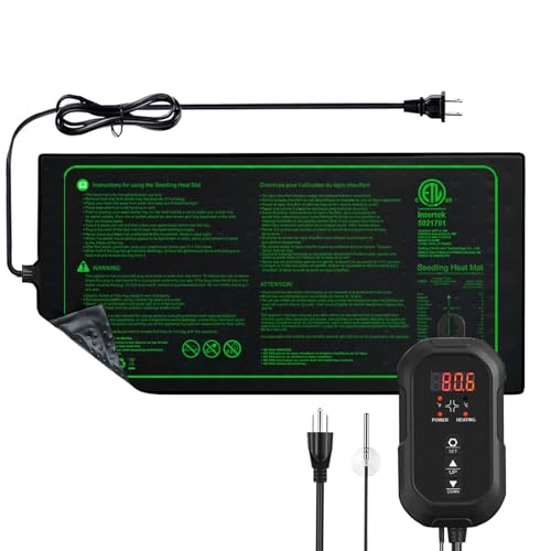 10"x20" Durable Seedling Heat Mat with Thermostat Controller | Durable Waterproof Hydroponic Heating Pad with ETL Certified for Indoor Plant Gardening and Cutting, Brewing and Greenhouse - style: 20"x10" Heat Mat with Digital Thermostat