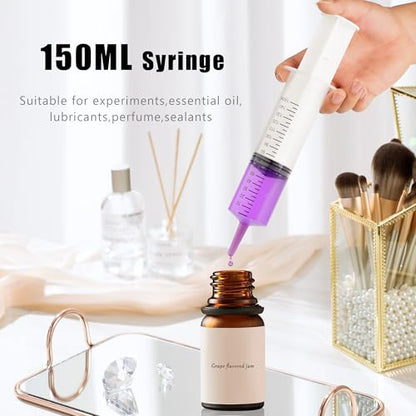 150ml Large Syringes, Individually Sterile Sealed Plastic Syringe for Liquid, Scientific Labs, Measurement, Pet Feeding ,Ink Refilling ,Oil or Glue Applicator(1 Pack) - style: 150ml
