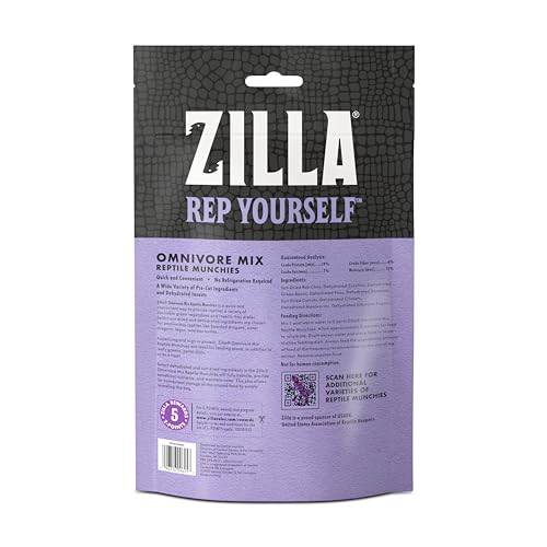 Zilla Reptile Munchies, Omnivore Mix, Dehydrated and Sun Dried Vegetables and Insects, 4 Ounces | Dehydrated and Sun Dried Vegetables and Insects