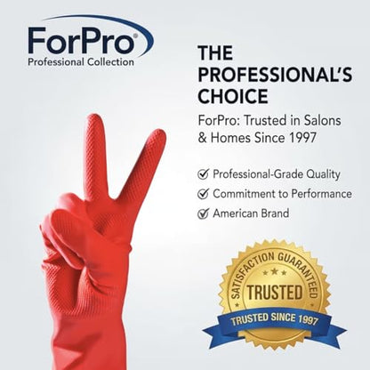 ForPro Natural Rubber Gloves, 6 Pairs Reusable Multi-Purpose Household Cleaning Gloves with Soft Inner Lining, Waterproof & Chemical-Resistant, Wild Cherry, Medium - color: Wild Cherry, size: Medium